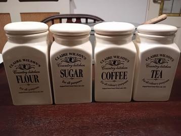 Claire Wilson voorraadpotten (koffie, thee, suiker en bloem) beschikbaar voor biedingen