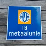 Emaille bord lid Metaalunie gesigneerd Langcat, Ophalen of Verzenden