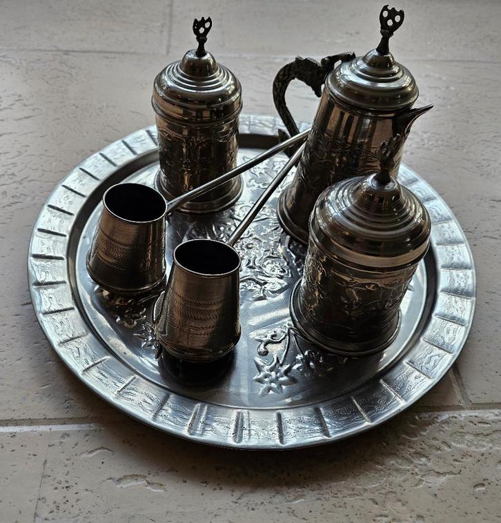 Vintage Tunesisch koffie-/theeservies - compleet - jaren 70, Antiek en Kunst, Antiek | Servies compleet, Ophalen of Verzenden