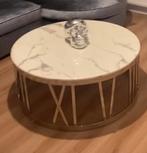 Stijlvolle Salontafel - wit marmer, Ophalen, 100 tot 150 cm, Rond, 50 tot 100 cm