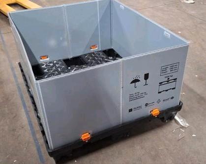 10x Gebruikte Stapelbare boxpallet met deksel 100x120x68,8, Doe-het-zelf en Verbouw, Kratten en Dozen, Gebruikt, 100 cm of meer