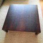 Wengé houten salontafel, afgewerkt met RVS strip., Huis en Inrichting, Tafels | Salontafels, Ophalen, Gebruikt, Vierkant, Minder dan 50 cm