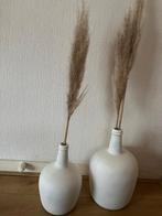 vazen wit creme vaas met pamgras droogbloem pluim japandi, Overige materialen, Wit, Ophalen of Verzenden, Zo goed als nieuw