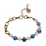 Armband Dames Verguld RVS Ovale Schakelarmband + Turkooise M, Sieraden, Tassen en Uiterlijk, Armbanden, Birgitta-Gracht 33, 6465 EL Kerkrade, Nederland