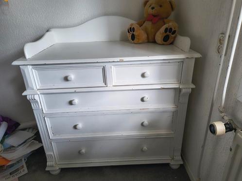 Klassieke witte commode kast hout, Kinderen en Baby's, Kinderkamer | Commodes en Kasten, Gebruikt, 90 tot 105 cm, 100 cm of meer
