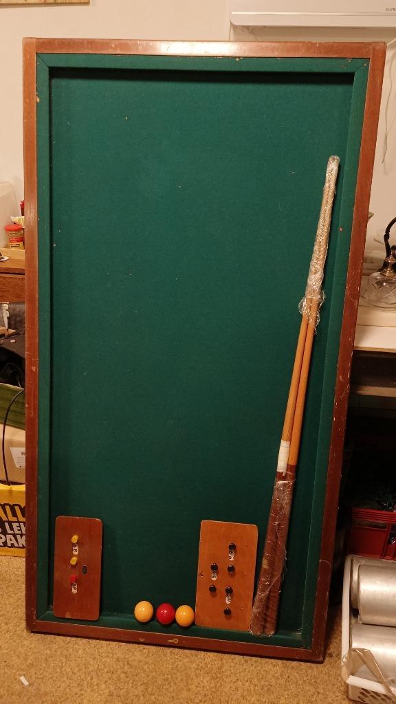 Mini-biljart 82x152 cm – mét ballen, keuen en karakter, Sport en Fitness, Biljarten en Poolen, Gebruikt, Biljarttafel, Ophalen