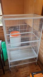 Vogelkooi op wielen, met voerbakken en bad, Dieren en Toebehoren, Vogels | Hokken en Kooien, Ophalen, Zo goed als nieuw, Metaal