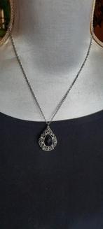 Vintage Victoriaanse ketting met facetgeslepen zwarte git., Sieraden, Tassen en Uiterlijk, Antieke sieraden, Ophalen of Verzenden