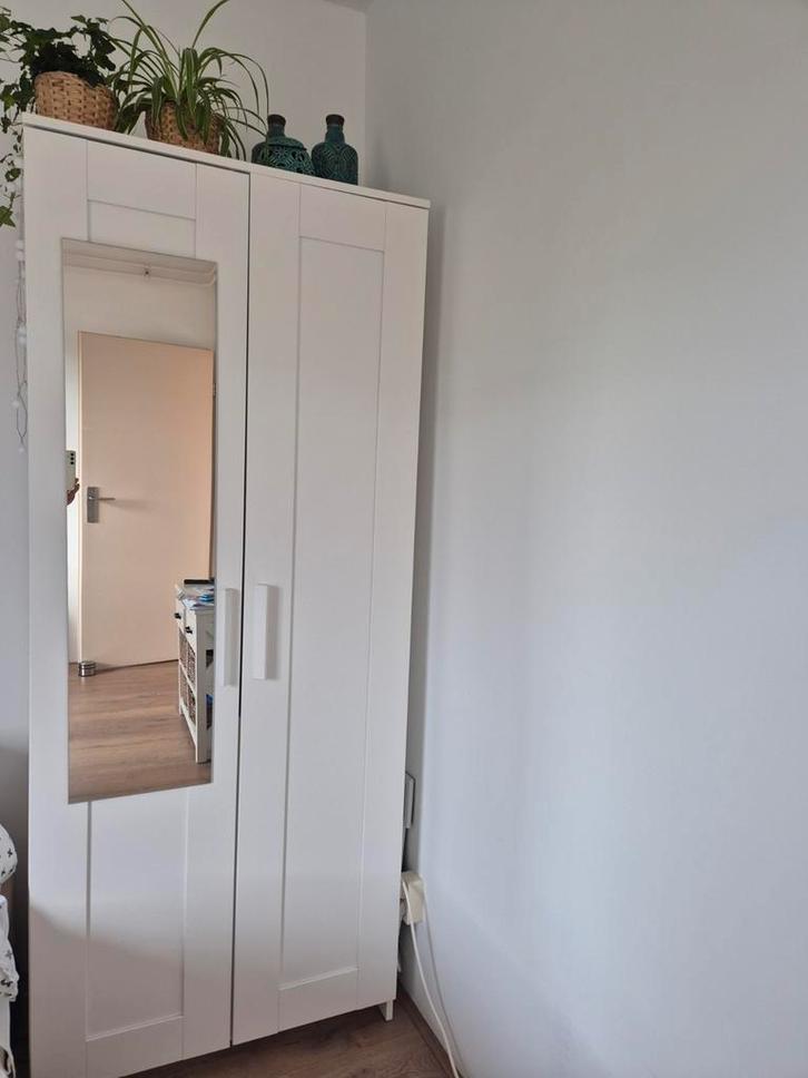 Witte kledingkast met spiegel, Huis en Inrichting, Kasten | Kledingkasten, Zo goed als nieuw, 150 tot 200 cm, 50 tot 100 cm, 50 tot 75 cm