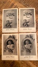 Oude ansichtkaart met jongen/ meisje met klavertje 4, Ophalen of Verzenden, 1940 tot 1960