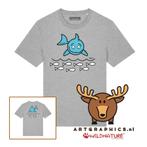 WILDNATURE Heren T-Shirt-Haaien-100% BIOKATOEN M-L-XL-XXL, Verzenden, Nieuw, Overige maten, Grijs
