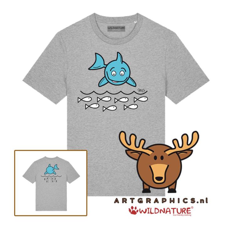 WILDNATURE Heren T-Shirt-Haaien-100% BIOKATOEN M-L-XL-XXL, Kleding | Heren, T-shirts, Nieuw, Overige maten, Grijs, Verzenden