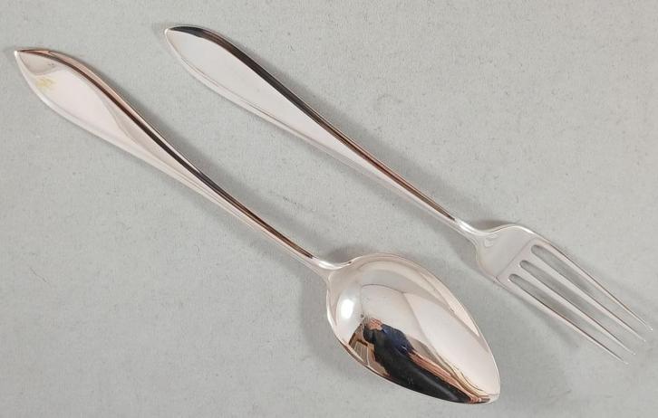 Kindercouvert Puntfilet antiek 835 zilver, Antiek en Kunst, Antiek | Goud en Zilver, Zilver, Ophalen of Verzenden