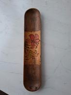 Houten pennenbakje met bloemmotief, Gebruikt, Schaal, Ophalen of Verzenden, Ovaal