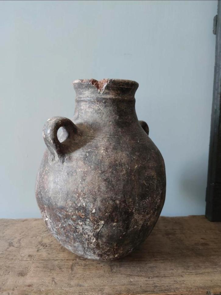 Oude Aardewerk Kruik met Oortjes, Antiek en Kunst, Antiek | Keramiek en Aardewerk, Ophalen of Verzenden