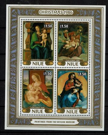 nieu 1986 pf blok kerst christmas religie kunst schilderijen beschikbaar voor biedingen