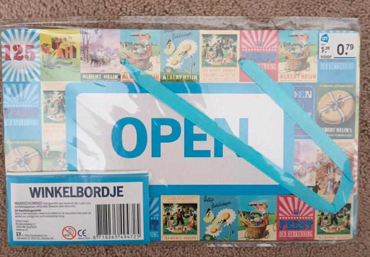 AH Open/Dicht Bordje - Winkeltje Spelen (3 stuks), Kinderen en Baby's, Speelgoed | Educatief en Creatief, Zo goed als nieuw, Knutselen