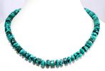 Schitterende Turquoise In Matrix& Sterling Zilver Ketting, Verzenden, Zilver, Ketting, Met edelsteen