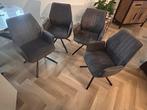 4 Antraciet Draaistoelen - Gebruikt, Huis en Inrichting, Stoelen, Ophalen, Gebruikt, Vier, Metaal