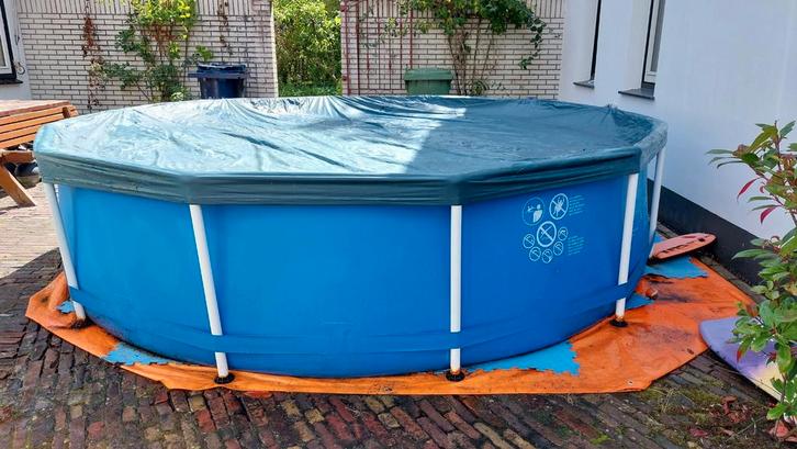 Intex Zwembad 4 m rond incl. ondervloer  en dekzeil, Tuin en Terras, Zwembaden, Gebruikt, Opzetzwembad, 80 tot 120 cm, 200 tot 400 cm