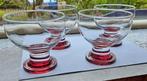 4 vintage Libbey Ruby Red Footed ijscoupe glazen, Glas, Overige stijlen, Ophalen of Verzenden, Zo goed als nieuw