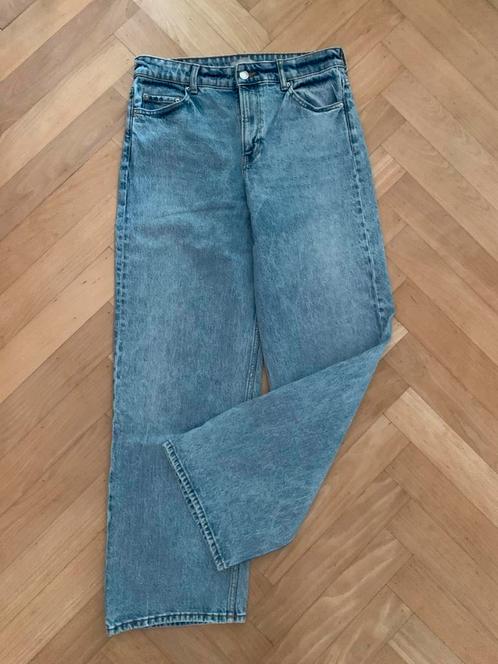 High rise wide leg jeans H&M 40 midblue, Kleding | Dames, Spijkerbroeken en Jeans, Zo goed als nieuw, W30 - W32 (confectie 38/40)