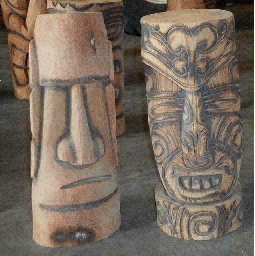 Tiki beeld massief palmhout 50cm, Antiek en Kunst, Kunst | Beelden en Houtsnijwerken, Ophalen of Verzenden