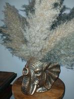 Goudkleurige Olifant  bloempot met fluffy pluimen, Ophalen of Verzenden