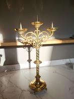 Antieke Koperen Kandelaar - 3 Armen, Antiek en Kunst, Ophalen