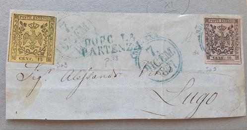 Modena Italië poststuk 1857 met Sa3 en Sa9, Postzegels en Munten, Postzegels | Europa | Italië, Ophalen of Verzenden