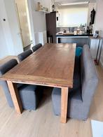 Tafel en bank met stoelen, Gebruikt, 100 tot 150 cm, 200 cm of meer, Ophalen of Verzenden
