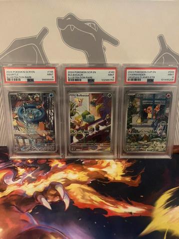 3x PSA 9 slabs | Starter Trio |Squirtle Bulbasaur Charmander beschikbaar voor biedingen