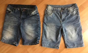 2 denim shorts maat 152 blauw beschikbaar voor biedingen