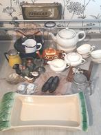 Brocante curiosa servies aspergeschaal emaille glaswerk pul, Antiek en Kunst, Curiosa en Brocante, Ophalen