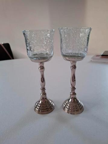 Brocante waxinelichtje standaards / Vintage  beschikbaar voor biedingen