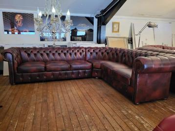 Hoekbank chesterfield, rundleder, klassiek, div. maten