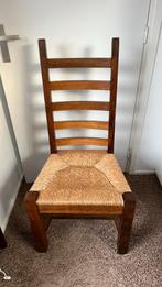 Vier houten stoelen met rieten zitting, Ophalen, Gebruikt, Bruin, Vintage