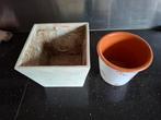 Set van 2 plantenpotten, Tuin en Terras, Bloempotten, Ophalen, Gebruikt, Vierkant, Balkon