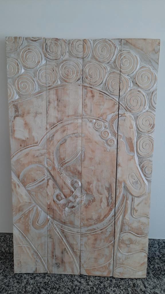 *** Houten Wandpaneel Boeddha - Oosterse Sfeer ***, Huis en Inrichting, Woonaccessoires | Wanddecoraties, Zo goed als nieuw, Ophalen