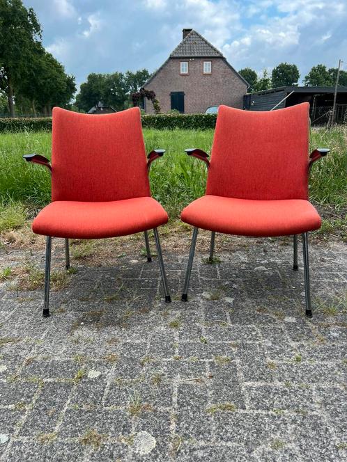 De wit fauteuil 2x buisframe, Huis en Inrichting, Fauteuils, Gebruikt, Kunststof, Ophalen