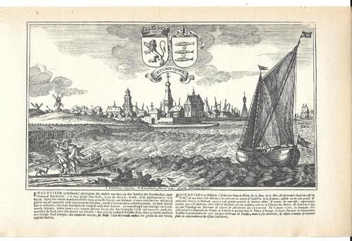 1684 /1960 - zicht op Enkhuizen, Antiek en Kunst, Kunst | Etsen en Gravures, Ophalen of Verzenden