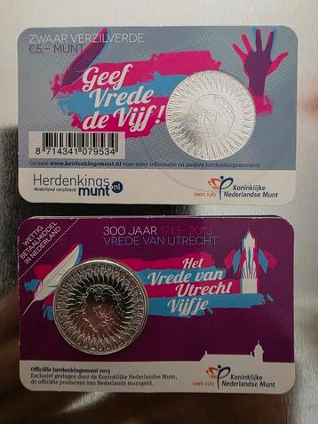 2 stuks het vrede van Utrecht  vijfje  beschikbaar voor biedingen