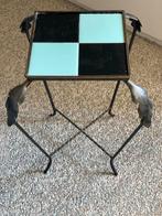 Vintage Bijzettafel met Tegelblad, Huis en Inrichting, Tafels | Bijzettafels, Minder dan 45 cm, Minder dan 55 cm, Gebruikt, Metaal of Aluminium