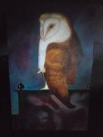 Uil in Mankes Stijl - Olieverf op Paneel, Antiek en Kunst, Kunst | Schilderijen | Klassiek, Ophalen of Verzenden