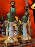 Papegaaikandelaar brons metporselein, Huis en Inrichting, Woonaccessoires | Kandelaars en Kaarsen, Ophalen of Verzenden, Nieuw