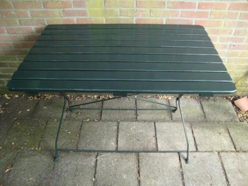 Oude Geheel Gerestaureerde Inklapbare Franse GroteTuintafel, Tuin en Terras, Tuintafels, Gebruikt, Rechthoekig, Hout, Ophalen