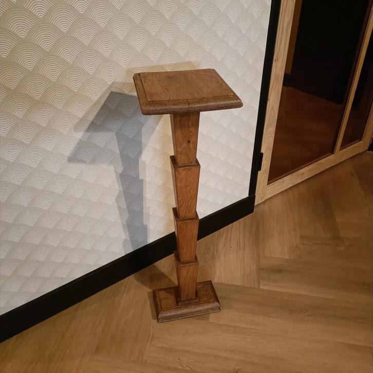 Houten plantentafeltje, vierkant blad, Huis en Inrichting, Woonaccessoires | Overige, Gebruikt, Ophalen of Verzenden