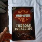metaal nostalgic art reclame harley davidson the road is, Ophalen of Verzenden, Nieuw