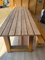 Eettafel met bankjes 350cm x 100cm, Huis en Inrichting, Ophalen, Gebruikt, 50 tot 100 cm, Vijf personen of meer