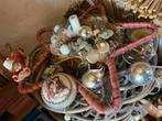Kerststukje rode ster vintage roze hummel kertsbal brocante, Ophalen of Verzenden, Gebruikt